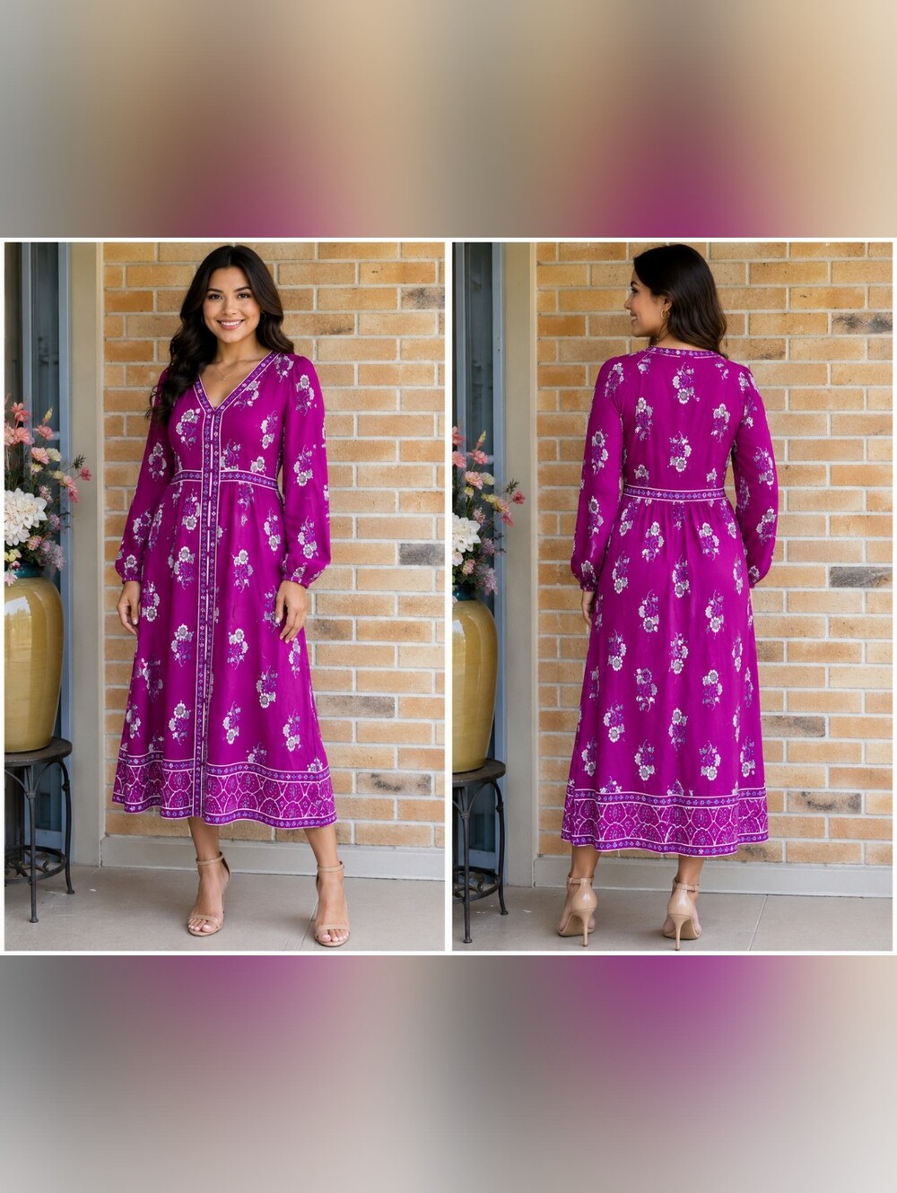 LOFT Fuchsia Floral Maxi Dress